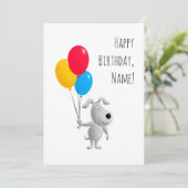 Happy Birthday Hund Welpe Balloons Card (Stehend Vorderseite)