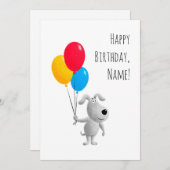 Happy Birthday Hund Welpe Balloons Card (Vorne/Hinten)
