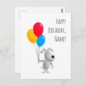 Happy Birthday Hund Welpe Balloons Postkarte (Vorne/Hinten)