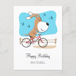 Happy Birthday Hund Welpenfahrrad Rad Rad Postkarte