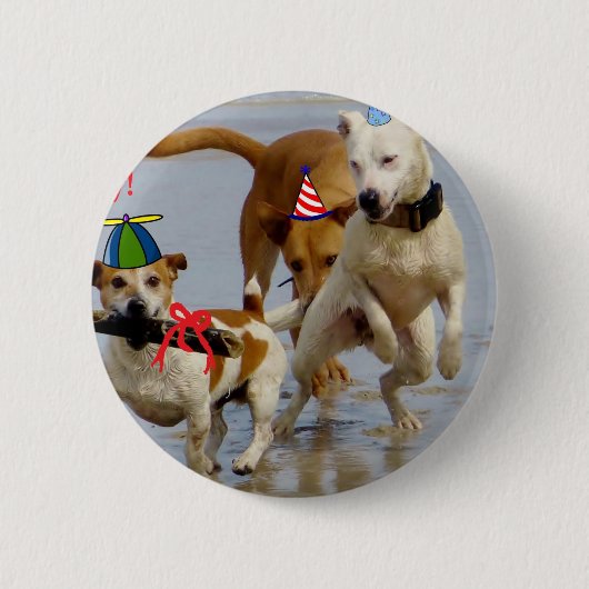 Happy Birthday Hunde Button (Vorderseite)