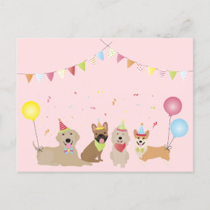 Happy Birthday Hundeparty Postkarte