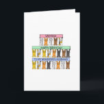 Happy Birthday Husband Cartoon Cats Karte<br><div class="desc">Drei Reihen niedlicher Cartoon-Katzen unterschiedlicher Farben halten pastellfarbene Banner auf,  die "Herzlichen Glückwunsch zum Geburtstag meines wunderbaren Ehemanns" sagen.</div>