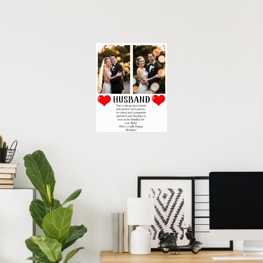 Happy Birthday Husband Geschenke 2 Foto Poster (Heimbüro)