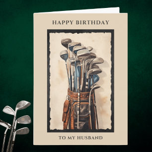 Happy Birthday Husband Golf Bag Geburtstagkarte Karte