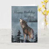 Happy Birthday Husband Howling Wolf Moon Quote Karte (Gelbe Blume)