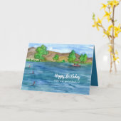 Happy Birthday Husband Mountain Lake Angeln Karte (Gelbe Blume)