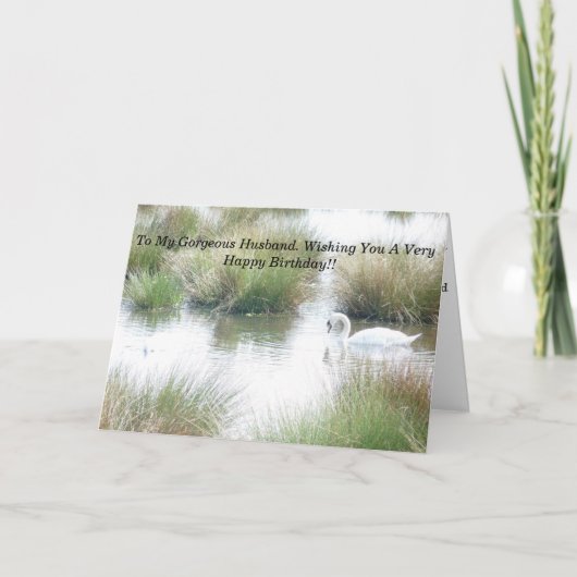 Happy Birthday Husband Swans Karte (Vorderseite)