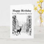 Happy Birthday Husband Vintag Stag, Deer Karte (Gelbe Blume)