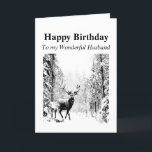 Happy Birthday Husband Vintag Stag, Deer Karte<br><div class="desc">Herzlichen Glückwunsch zum Geburtstag zu meinem wundervollen Mann,  der ich Liebe Vintag Stag,  Hirsche,  Wildtiere,  Natur</div>