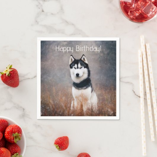Happy Birthday Husky Serviette (Beispiel)