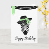 Happy Birthday Hut schwarz-weiß Zebra Karte (Gelbe Blume)