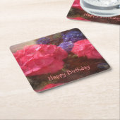Happy Birthday Hydrangea Rechteckiger Pappuntersetzer (angewinkelt)