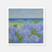 Happy Birthday Hydrangeas am Meer Serviette (Vorderseite)