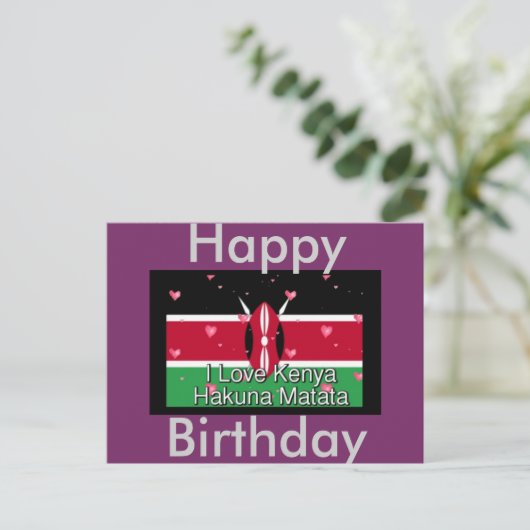 Happy Birthday I Liebe Kenya Postcard Postkarte (Stehend Vorderseite)