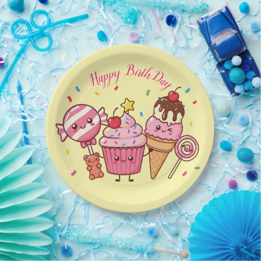 Happy Birthday Ice Cream & Sweets – Fun Cartoon De Pappteller (Party)