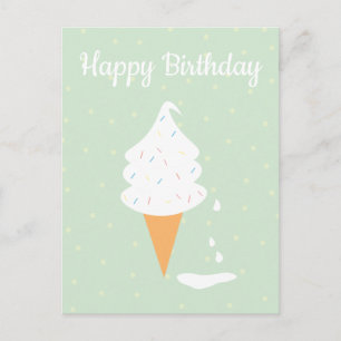 Happy Birthday Ice Creme Cone Sprinkles Polka Dots Postkarte