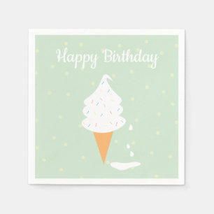 Happy Birthday Ice Creme Cone Sprinkles Polka Dots Serviette