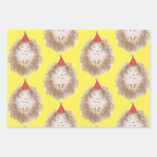 Happy Birthday Igel Geschenkpapier Set (Vorderseite)