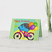 Happy Birthday Igel Reiten Bicycle Balloons Dankeskarte (Rückseite)