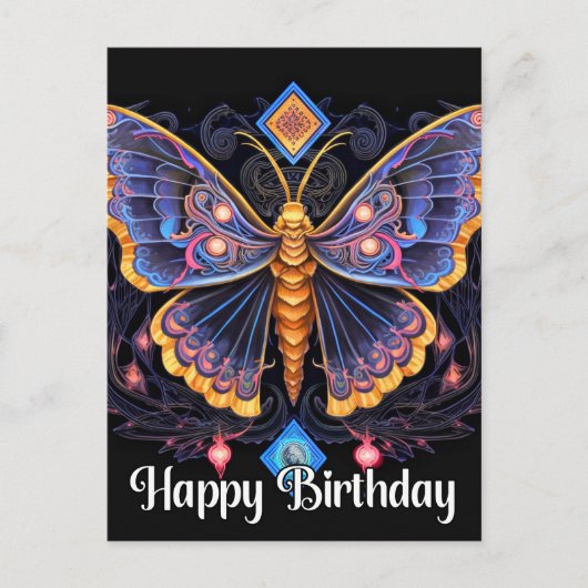 Happy Birthday Imaginative Butterfly Design Postkarte (Vorderseite)