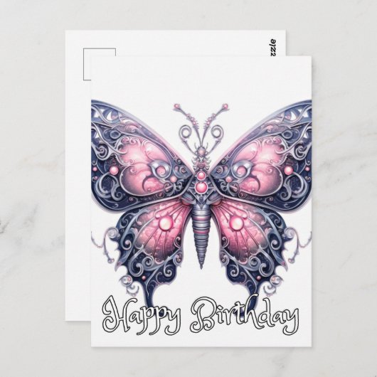 Happy Birthday Imaginative Butterfly Design Postkarte (Vorne/Hinten)