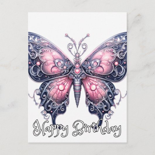 Happy Birthday Imaginative Butterfly Design Postkarte (Vorderseite)