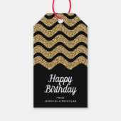 Happy Birthday Imitate Gold Glitzer Black Geschenkanhänger (Vorderseite)