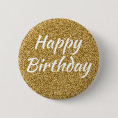 Happy Birthday Imitate Gold Glitzer Button (Vorderseite)
