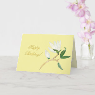 Happy Birthday   Imitate Gold Magnolia Zweigstelle Karte