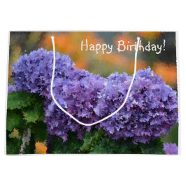 Happy Birthday Impressionistische Lila Hydrangea Große Geschenktüte