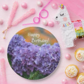 Happy Birthday Impressionistische Lila Hydrangea Pappteller (Party)