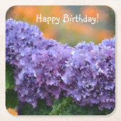 Happy Birthday Impressionistische Lila Hydrangea Rechteckiger Pappuntersetzer (Vorderseite)