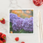 Happy Birthday Impressionistische Lila Hydrangea Serviette (Beispiel)