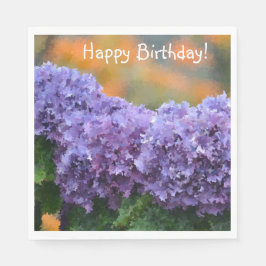 Happy Birthday Impressionistische Lila Hydrangea Serviette