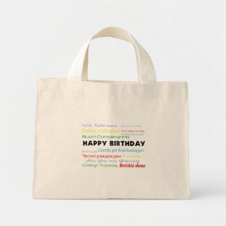 Happy Birthday in many languages Wiederverwendbare Mini Stoffbeutel