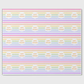 Happy Birthday in White Circle Rainbow Stripes Geschenkpapier (Flach)