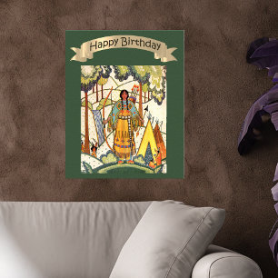 Happy Birthday Indianerinnen Stickerei Poster