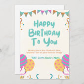 Happy Birthday individualisierbare digitale Grußka Feiertagskarte (Vorne/Hinten)