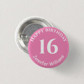 Happy Birthday Individuelle Name Age Year Pink But Button (Vorne & Hinten)