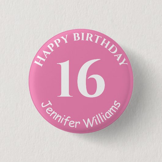 Happy Birthday Individuelle Name Age Year Pink But Button (Vorderseite)