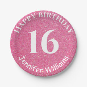 Happy Birthday Individuelle Name Age Year Pink Gli Pappteller