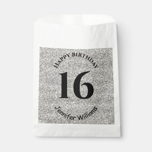 Happy Birthday Individuelle Name Age Year Silver G Geschenktütchen (Vorderseite)