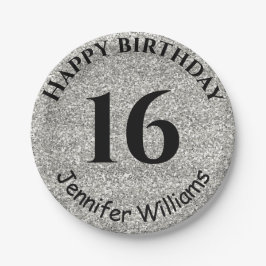 Happy Birthday Individuelle Name Age Year Silver G Pappteller