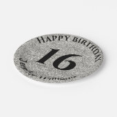 Happy Birthday Individuelle Name Age Year Silver G Pappteller (Schrägansicht)