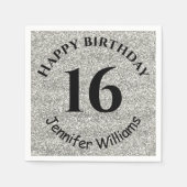 Happy Birthday Individuelle Name Age Year Silver G Serviette (Vorderseite)