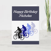 Happy Birthday Individuelle Name Biking Design Karte (Vorderseite)