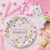Happy Birthday Individuelle Name Confetti Blush Pi Pappteller (Party)