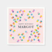 Happy Birthday Individuelle Name Confetti Blush Pi Serviette (Vorderseite)