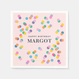 Happy Birthday Individuelle Name Confetti Blush Pi Serviette